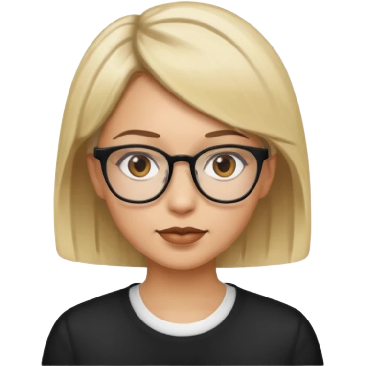 женщина с очень короткими светлыми волосами и темными корнями в очках и карими глазами и светлой кожей emoji