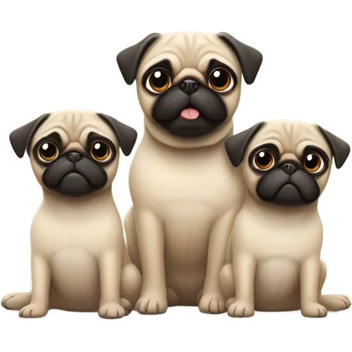 Pug with mom and dad emoji