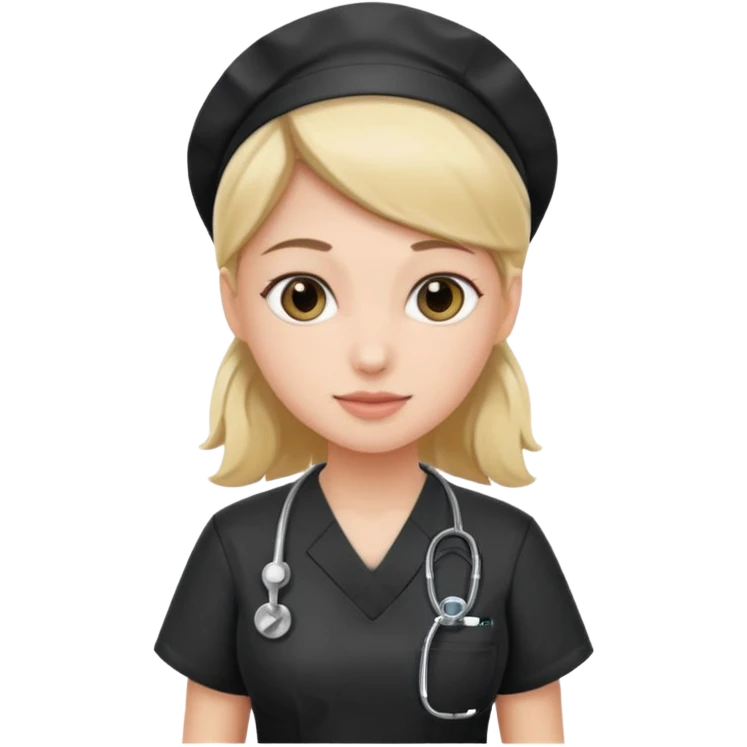 Nurse wearing black emoji