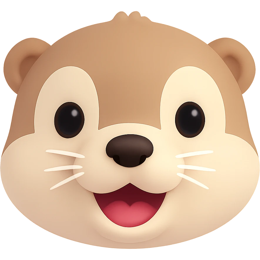 Show only the face of a cream color otter, keep it cute and simple, no background, clean isolated face portrait, minimalistic style. emoji