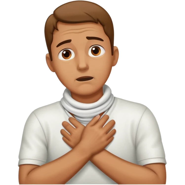 Man choking with 2 hands crossed around his neck emoji