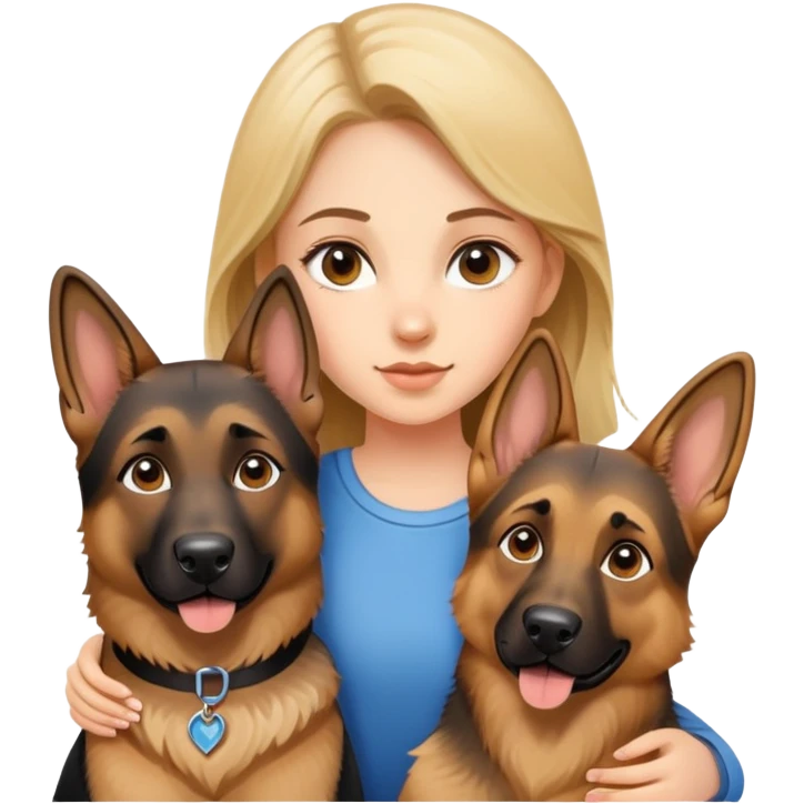 A profile picture of a German Shepherd with a girl. emoji