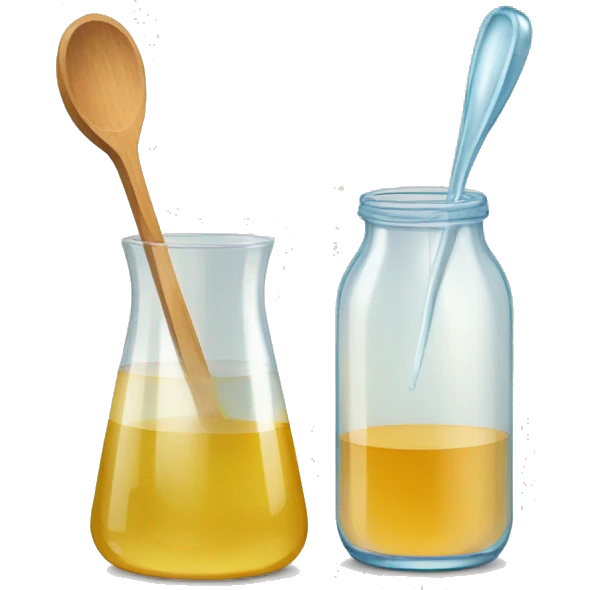 bottle of vinegar and a glass of water with a spoon sticking inside the glass emoji