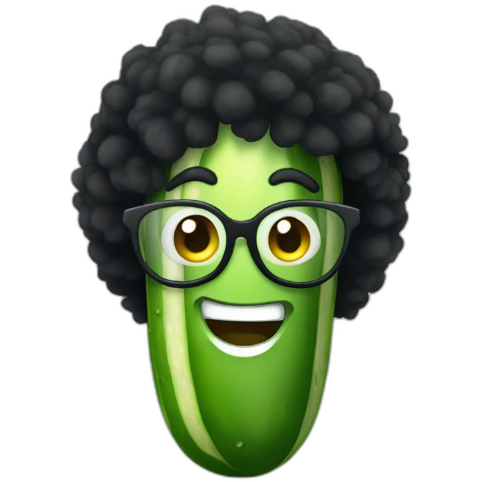 Cucumber with black afro hair emoji