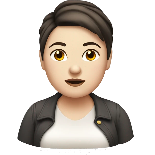 a chubby woman with pale skin and a dark brown undercut hairstyle emoji
