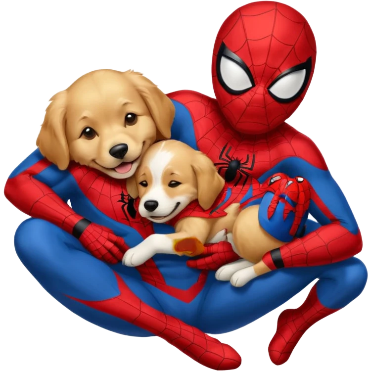 Golden Retriever sleeping on Spider-Man’s lap emoji