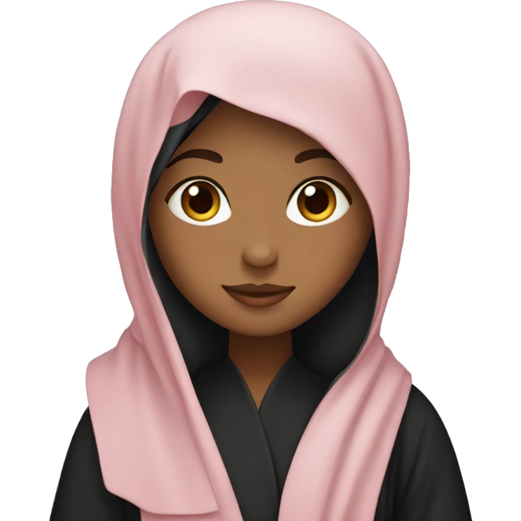 a girl in abaya with hearts emoji