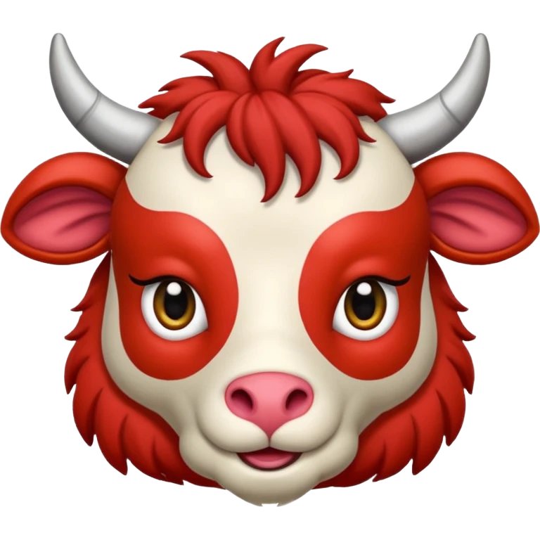 Cara de cabra roja y cuernos amarillos emoji