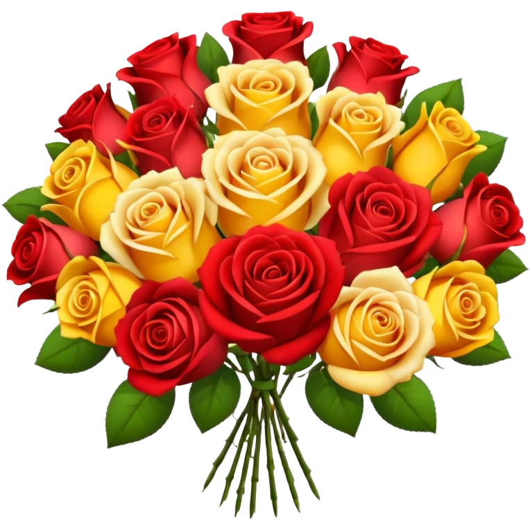 roses with gradient on petal starts yellow and bottom is red make a bouquet of them lots of gradient on every petal  emoji