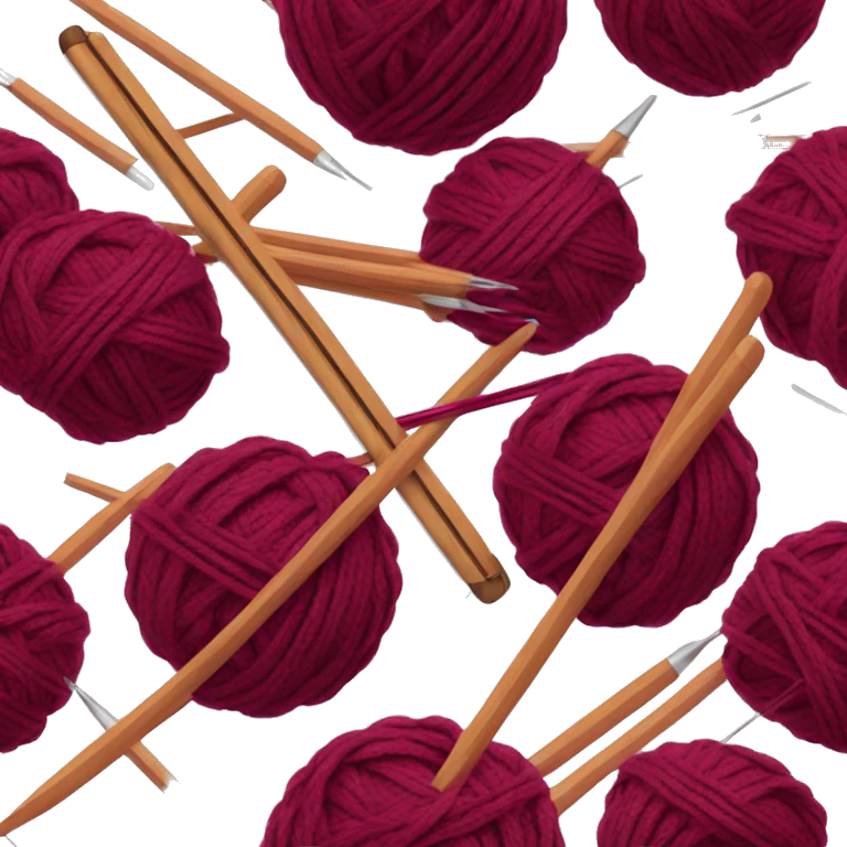 burgundy ball of thread with knitting needles emoji