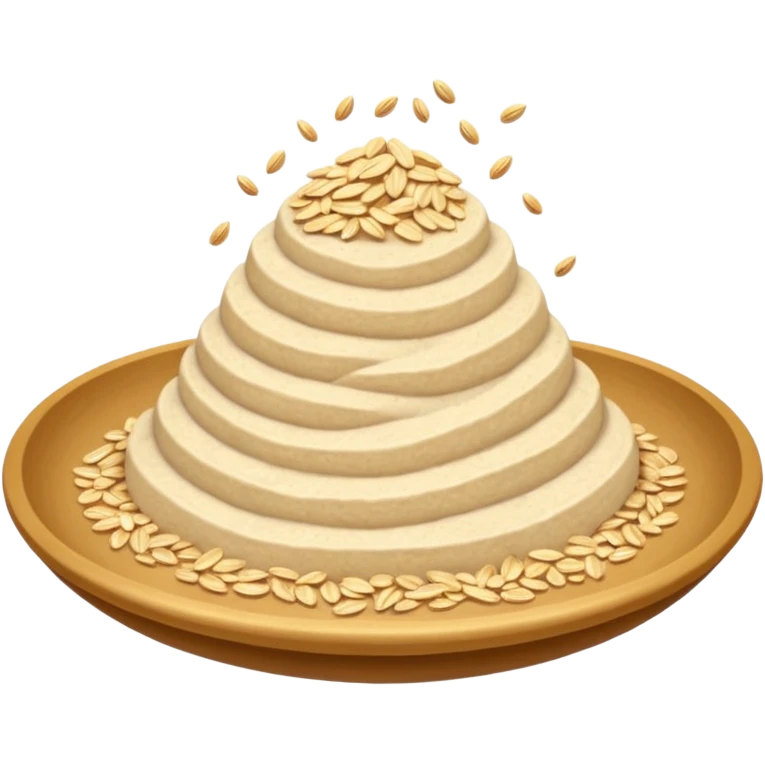 soft mound of oat flour fine pale beige powdery matte a few rolled oats mixed in no bowl scoop or packaging just the flour apple emoji style soft lighting transparent background emoji scale emoji