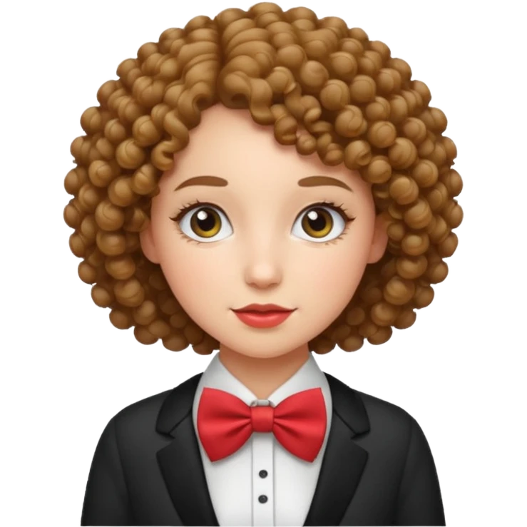 Curly-haired woman wearing bow ties emoji