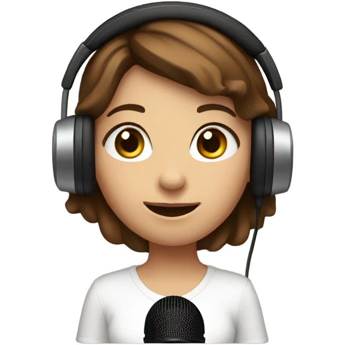 girl with Brown  hair records a podcast emoji