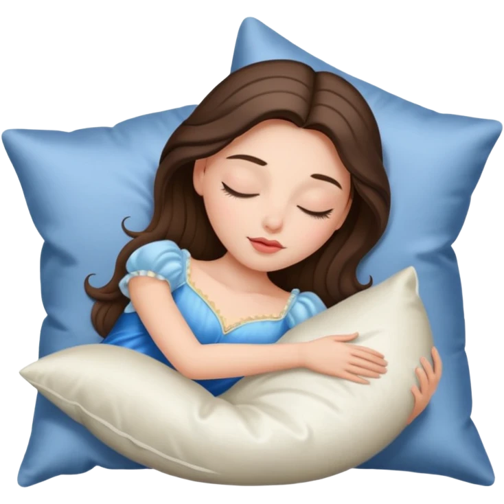 sleeping beauty brunette white girl with a silk pillow emoji