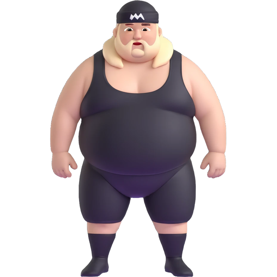 White skin fat guy with black durag in wrestling singlet emoji