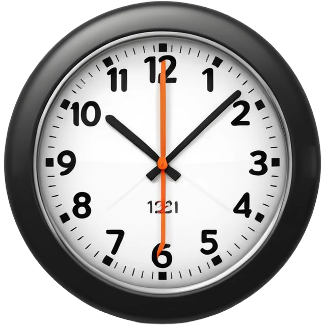 A 3D cartoon clock showing a few minutes before twelve, clean minimal background, Memoji-style. emoji