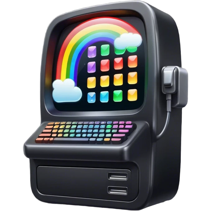 a programming terminal with sparkling rainbows emoji