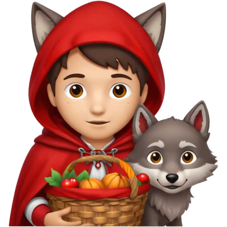 brunete boy little red riding hood and the wolf emoji