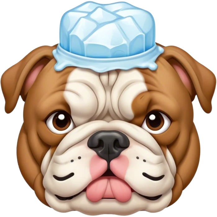 Bulldog with an ice pack on his head  emoji