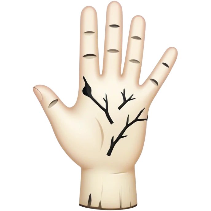 like hand made of white birch with black marks emoji