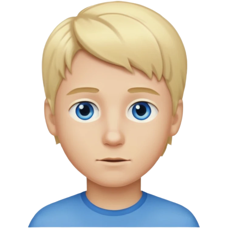 Emoji chlopak z blond włosami które będą rozsztrzepane i niebieskimi oczami emoji