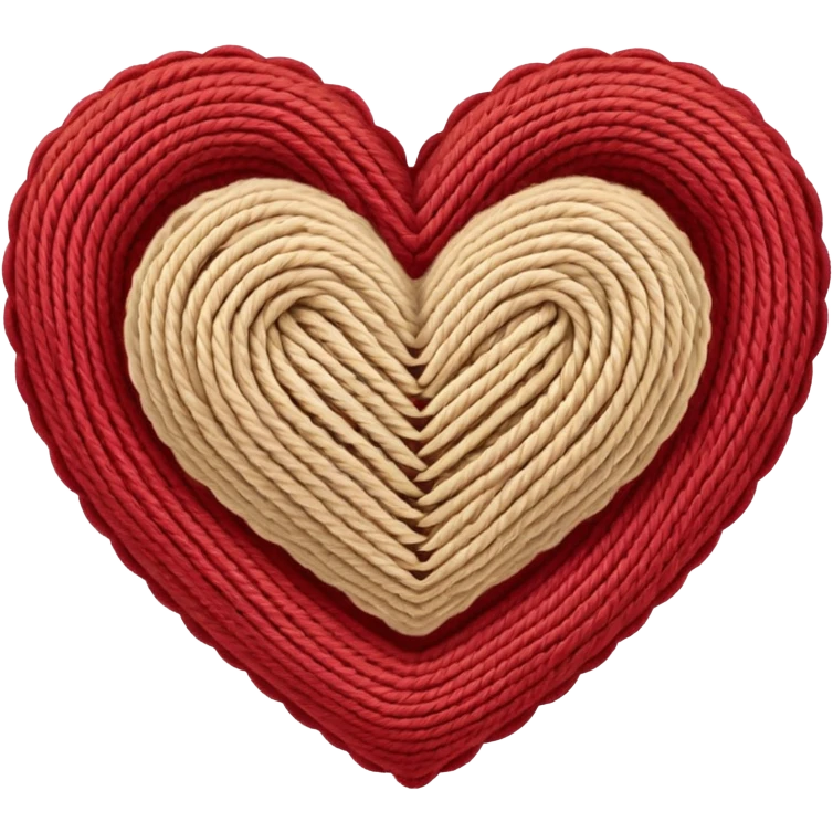 Knitted beige yarn heart emoji
