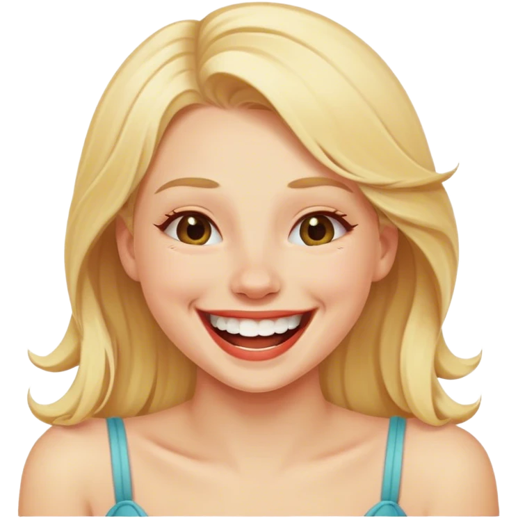 Blonde girl laughing portrait  emoji