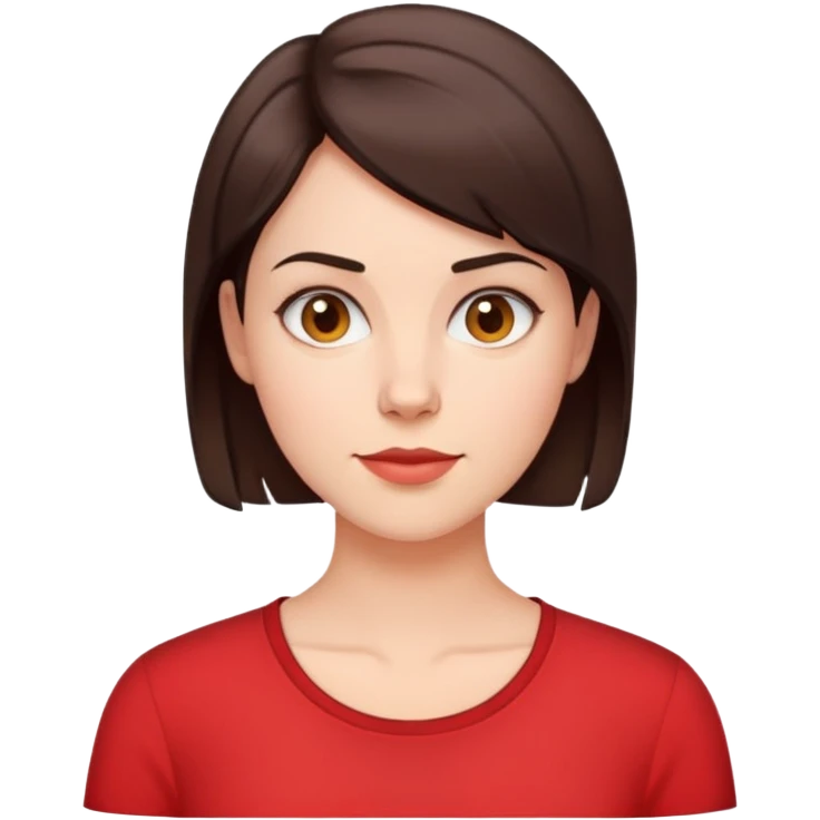 30yr old woman with short brunette hair wearing a red shirt emoji