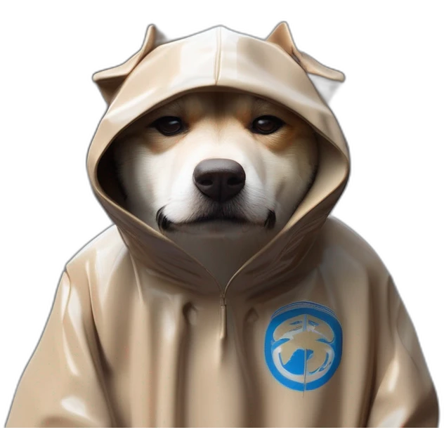 Un chien avec une cagoule emoji