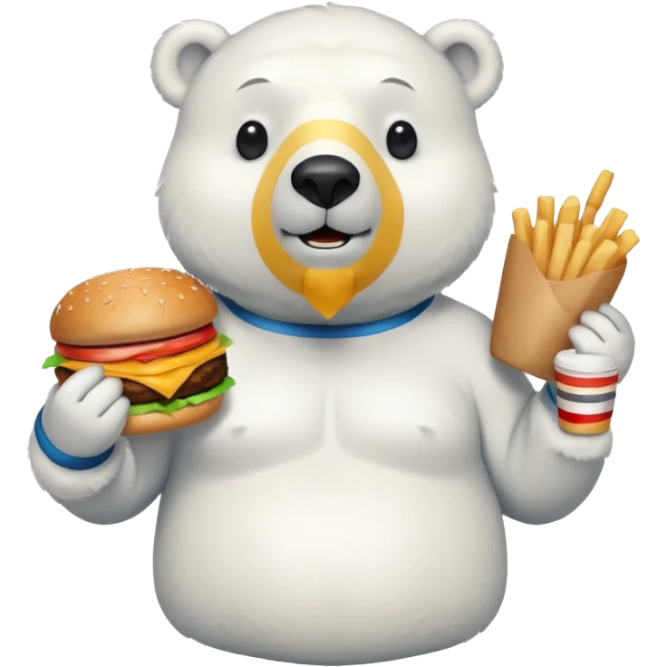 polar bear with burger wearing shirt emoji