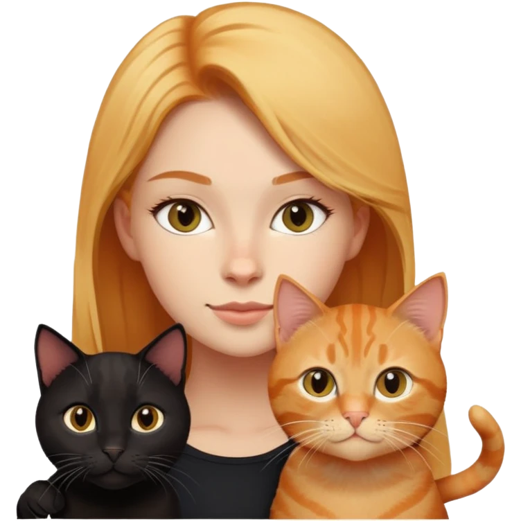 Blond woman 18 year old with cats (ginger male and black female - 1 year old) emoji