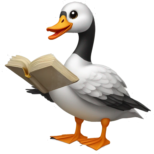 goose holding a book emoji