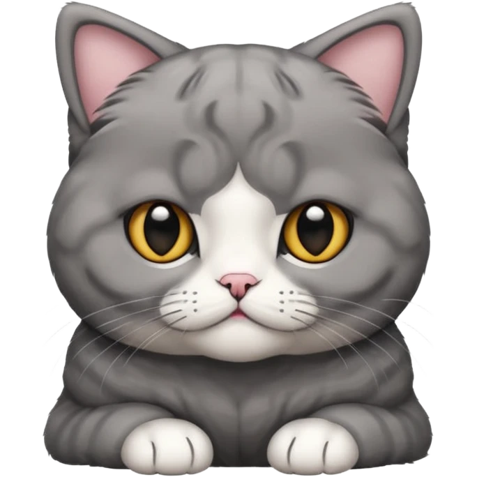 scottish fold cat with folded ears and all fur gray emoji