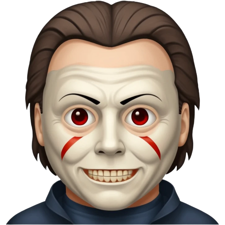 Micheal myers with a grin without red on his face emoji