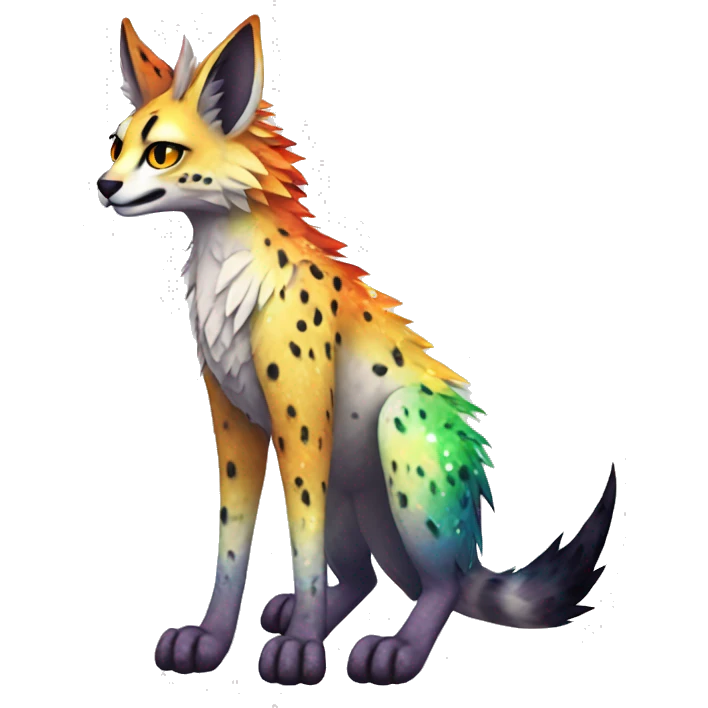Epic Edgy Colorful Sparkly Sergal-Serval-Vernid full body emoji