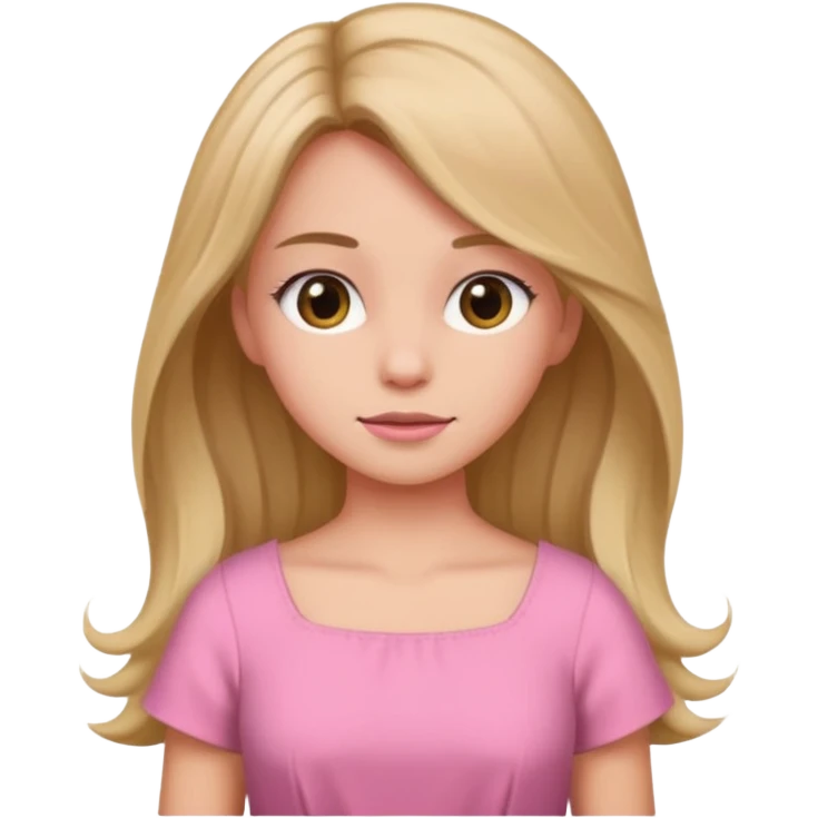 Girl with loose hair in a pink dress emoji