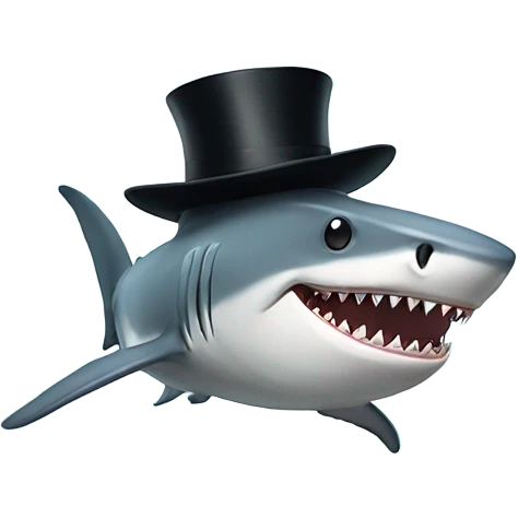Shark with a top hat emoji