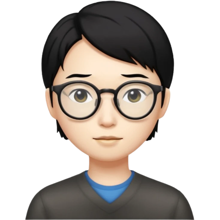 Asian, black hair, glasses, fully naked, Nude man, penis, testicles, boyish, ass sticking out, asshole, butthole, no muscles emoji