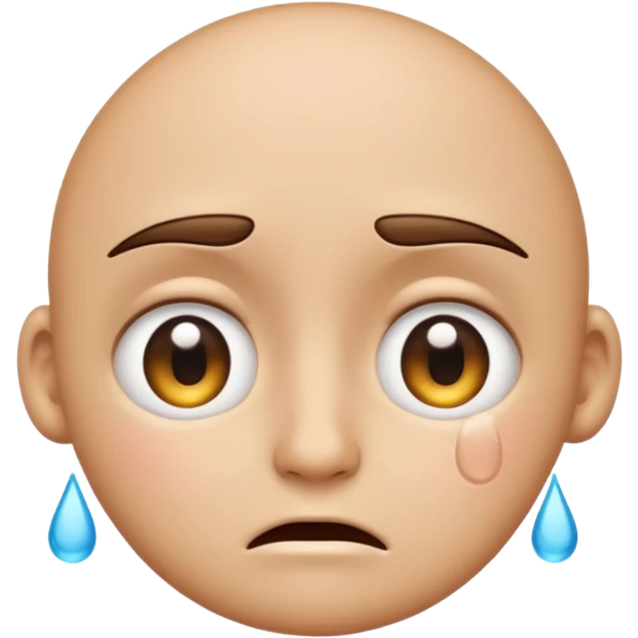 cartoon emoji with tiny eyes, tears forming and then reversing back into the eyes emoji