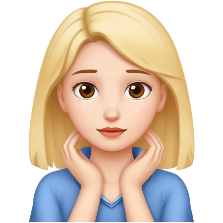 a girl holding her neck with her hands emoji