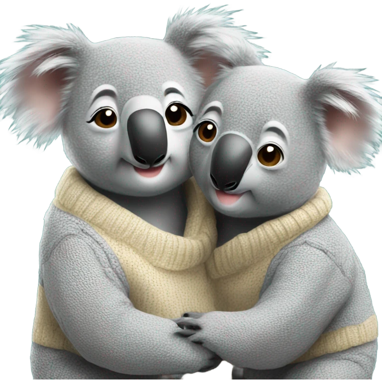Koala kissing another koala with the two of then wearing a sweater  emoji