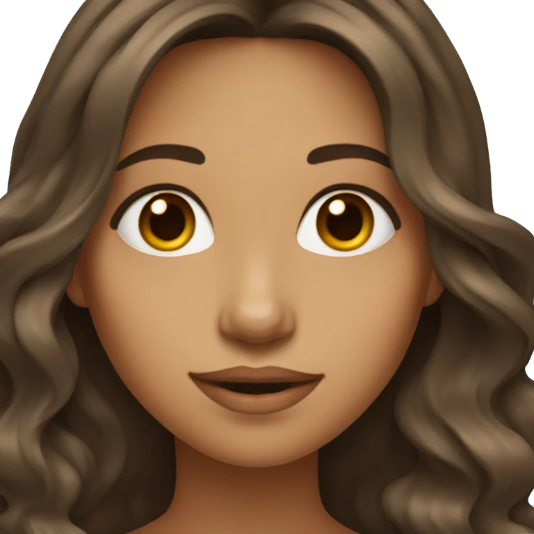girl with long wavy dark brown hair with highlights  emoji