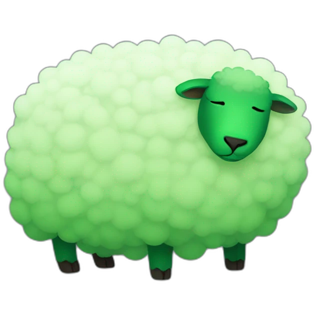 a green sheep sleeping emoji
