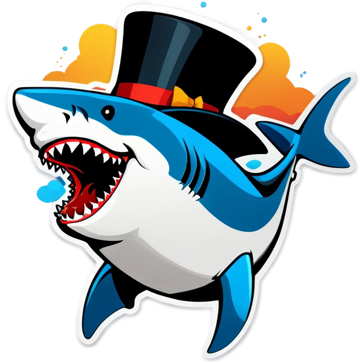 Shark with a top hat emoji