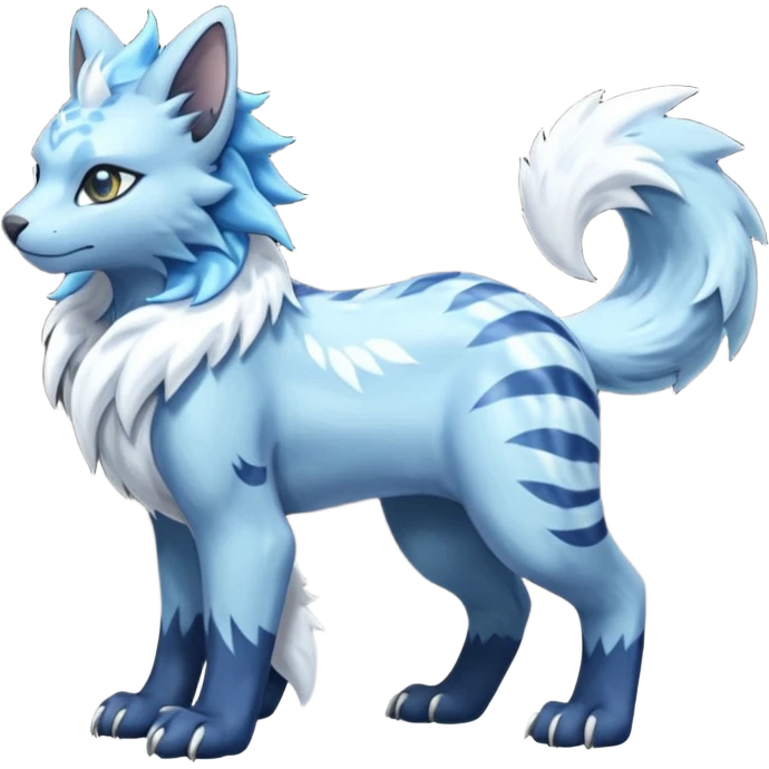 Icy scarf-covered glacial glistening glossy smooth soft flaky scaly furry flurry hyper-realistic boreal Lunaray-Manectric-Absol-Luxray-Bobcat-Fakémon-fusion-animal-creature, full body  emoji