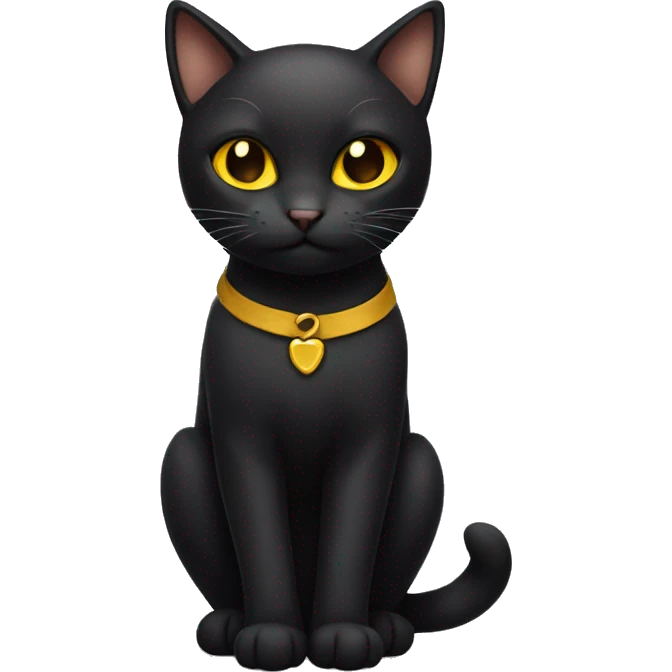 Black cat with yellow eyes brown bow around neck emoji