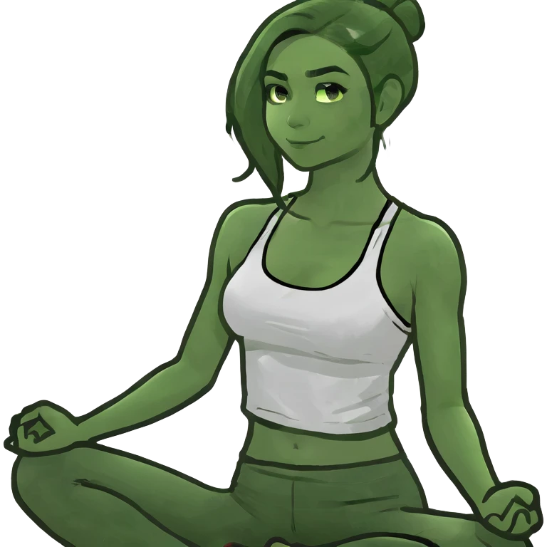 Brunette haired tanned girl meditating clean girl aesthetic  emoji