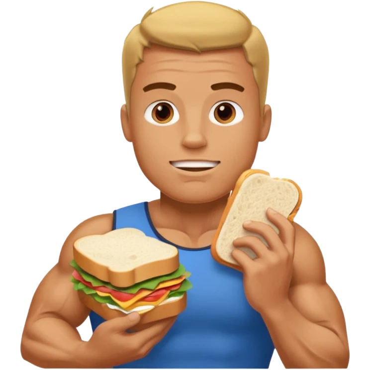 a muscle man eating a sandwitch emoji