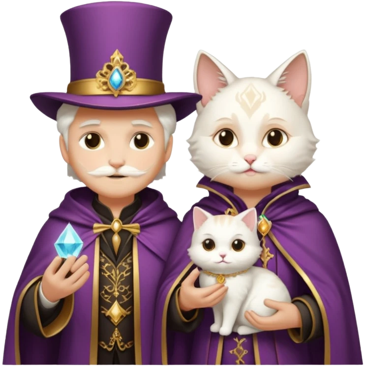 magician couple and their pet cat emoji