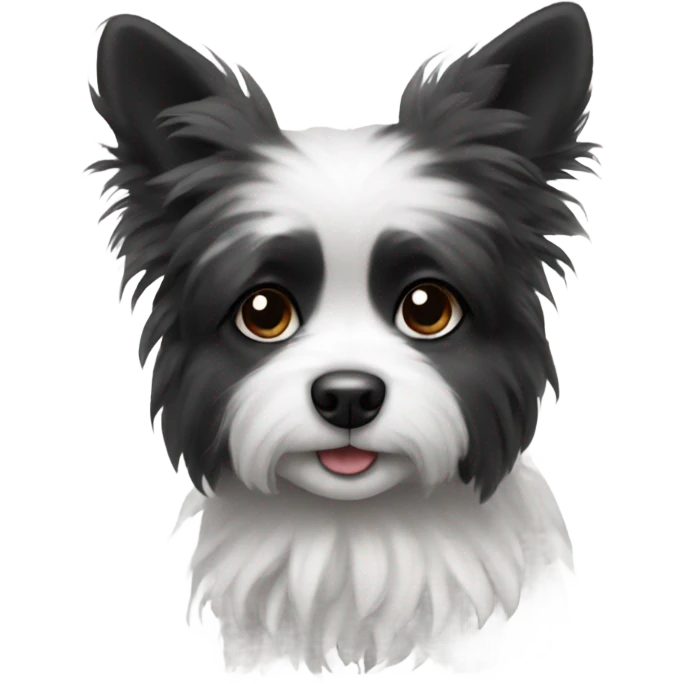 black and white fluffy small dog emoji
